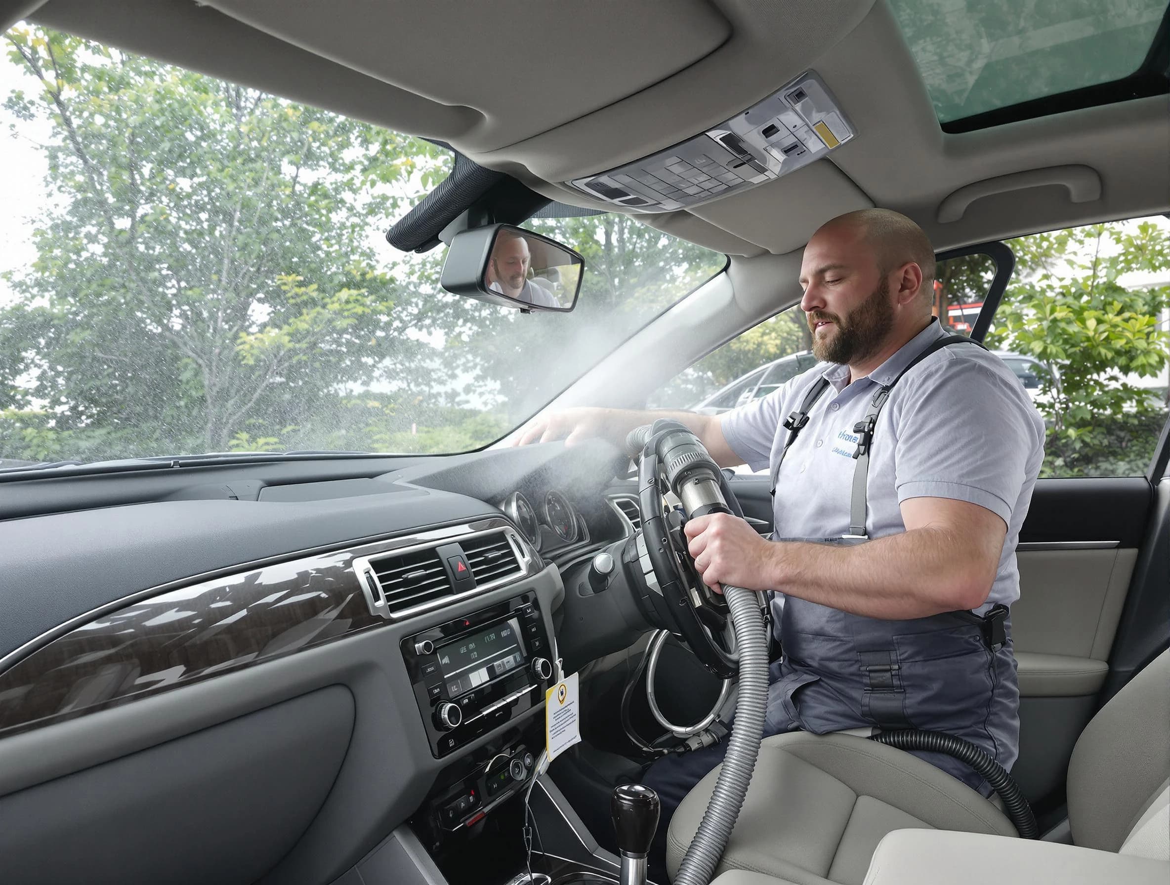 Warrior Air Duct Cleaning specialist performing professional car duct cleaning in Warrior