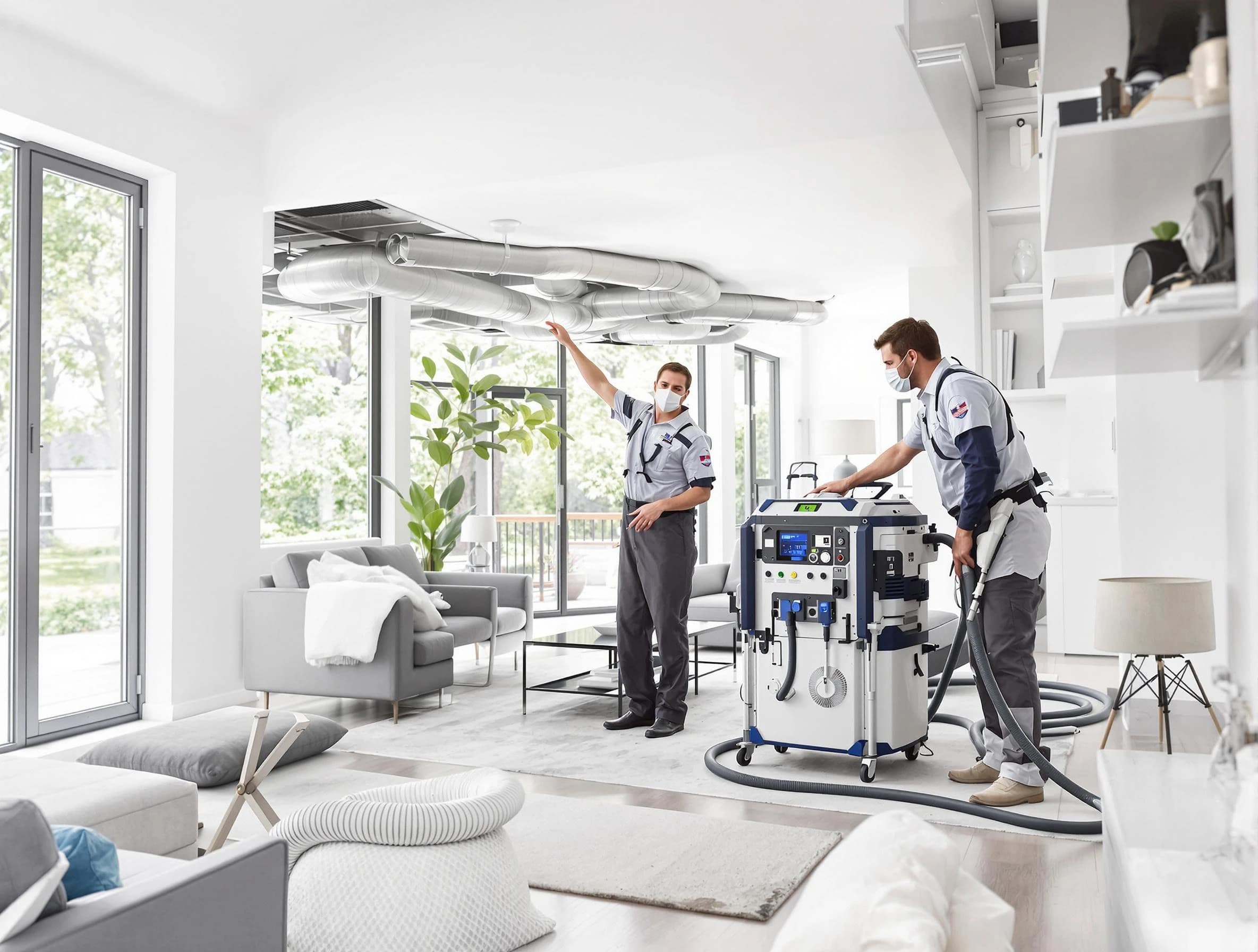 Warrior Air Duct Cleaning professional conducting pure air duct cleaning with state-of-the-art equipment in Warrior