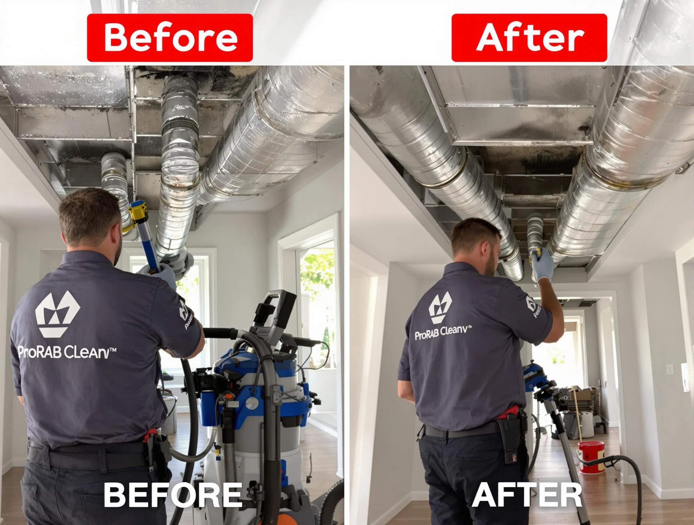 Warrior Air Duct Cleaning expert performing thorough residential duct cleaning in a Warrior home